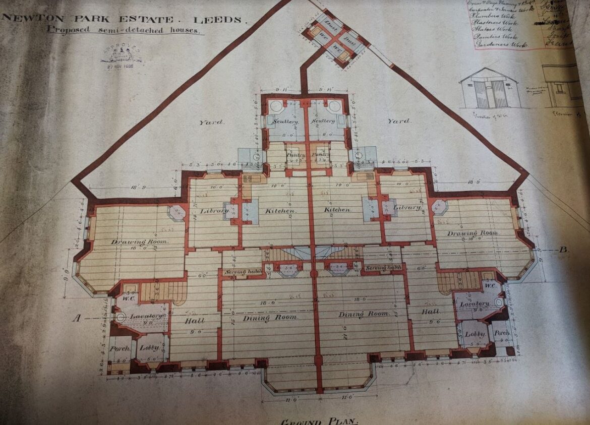 Architectural plans of a large Victorian semi detached house in leeds
